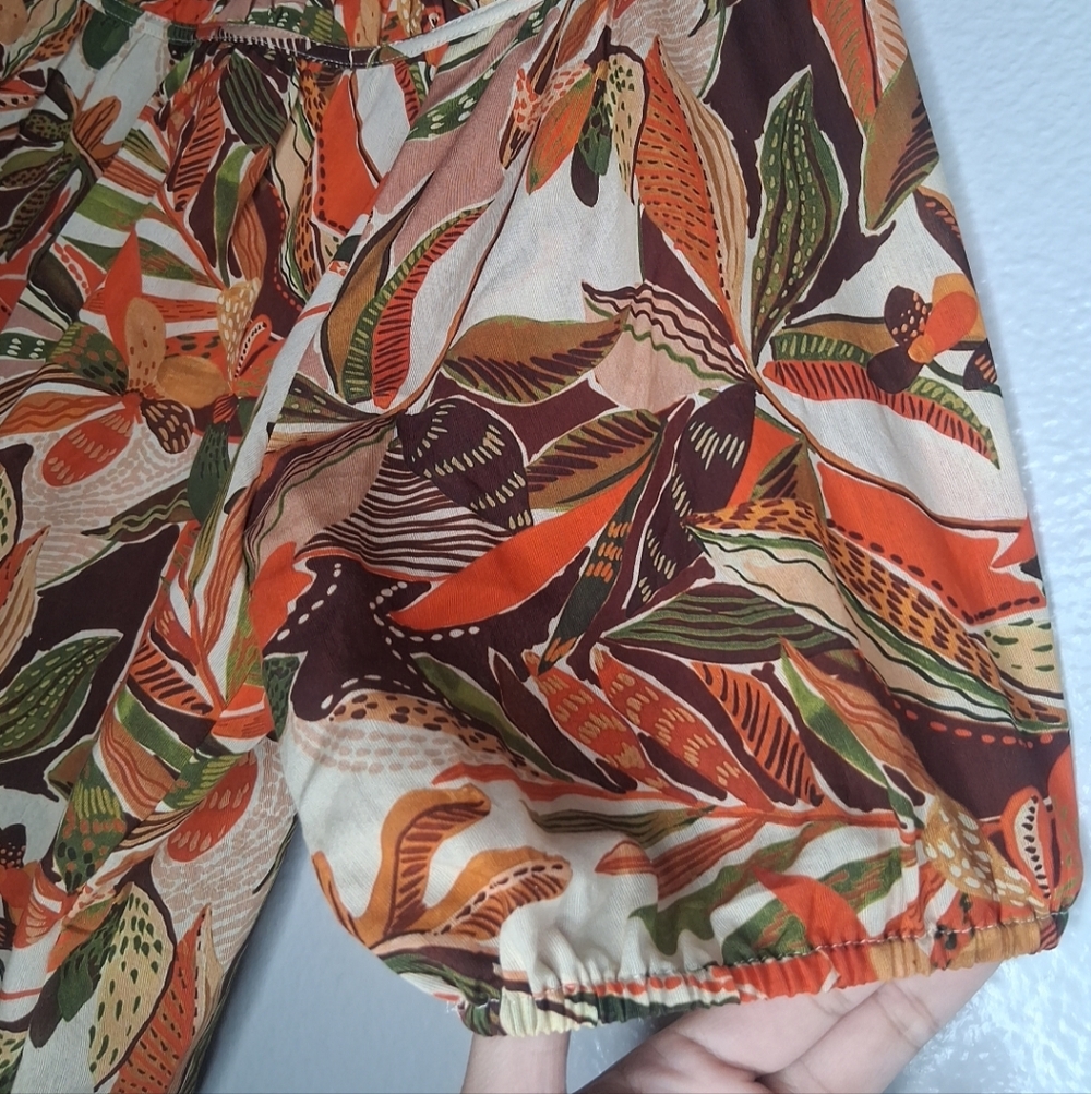 Thml Multicolor Blouse Ruffle Flutter Sleeve Trop… - image 5